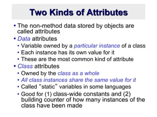class vs instance attributes in python | pdf | class... Extra Notes - Classes in Introduction to Python .pdf