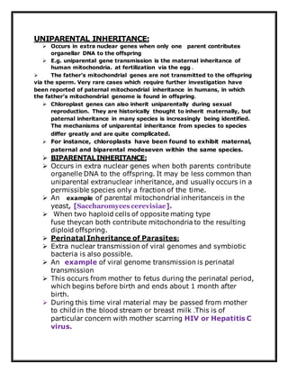 Extranuclear inheritance | DOCX | Genetics | Science