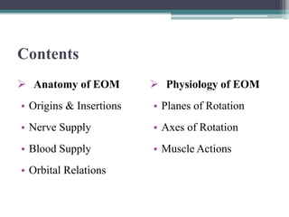 Eom Table Extraoclar muscles (Anatomy & physiology) | PPTX