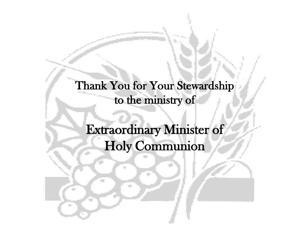 Extraordinary minister of holy communion instruction 2011