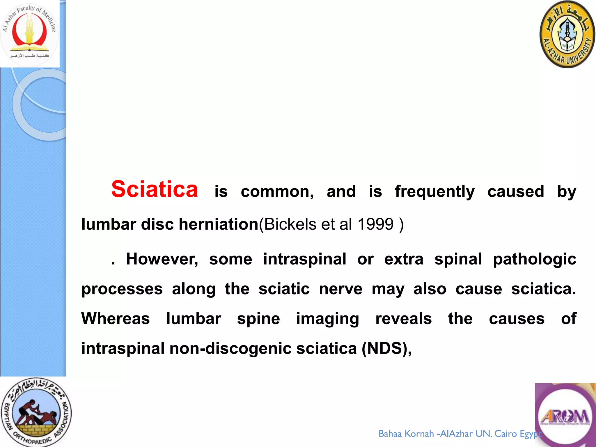 Extra Spinal Causes Of Sciatica And A Causes Algorithm Ppt