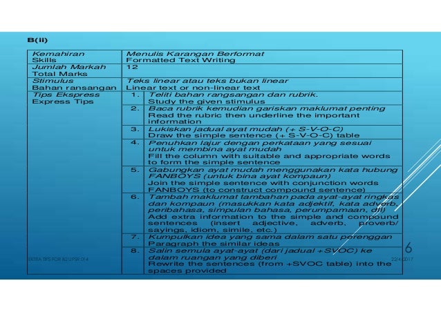 Extra tips on section b2 014 english upsr paper