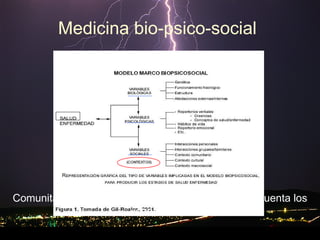 Medicina bio-psico-social Comunitario quiere decir dar importancia y tener en cuenta los «contextos»   