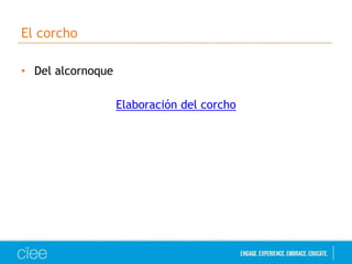 El corcho
• Del alcornoque
Elaboración del corcho

 