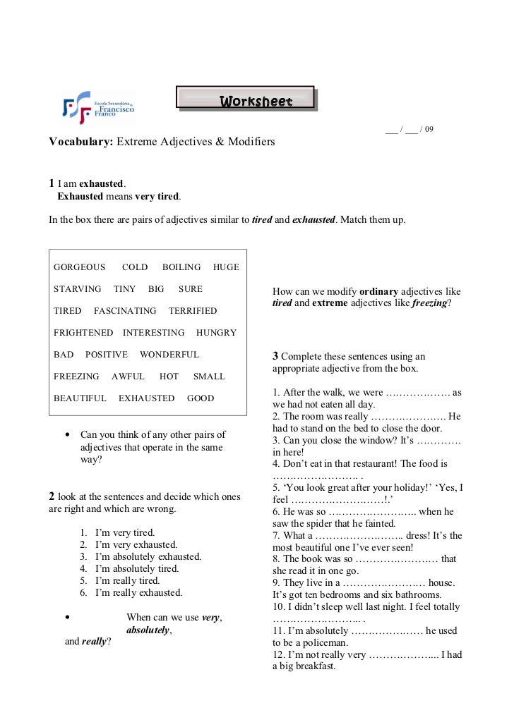 Adjectives Modifiers Worksheets - Adjectives Modifiers adjectives modifiers worksheets adjectives modifiers