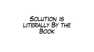 Solution is
literally By the
Book
 