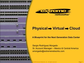 Physical  Virtual  Cloud ,[object Object],[object Object],[object Object],[object Object],© 2009 Extreme Networks, Inc.  All rights reserved. Page  
