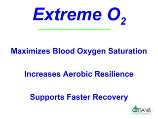 Extreme O2
Maximizes Blood Oxygen Saturation

   Increases Aerobic Resilience

    Supports Faster Recovery
                                  3
 