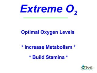 Extreme O2
Optimal Oxygen Levels


* Increase Metabolism *

   * Build Stamina *

                          5
 
