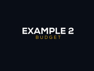 EXAMPLE 2
  BUDGET
 