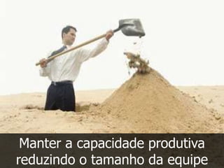 Manter a capacidade produtiva
reduzindo o tamanho da equipe
 