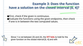 Ivt Example Problem Extreme Value Theorem - Intermediate Value Theorem | PPTX
