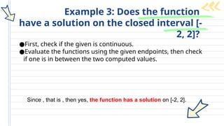 Since Function Extreme Value Theorem - Intermediate Value Theorem | PPTX