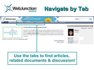 Navigate by Tab Use the tabs to find articles, related documents & discussion! 