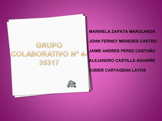 MARINELA ZAPATA MARULANDA JOHN FERNEY MENESES CASTRO JAIME ANDRES PEREZ CASTAÑO ALEJANDRO CASTILLA AGUIRRE JUBIER CARTAGENA LAYOS 