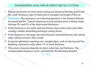 ENGINEERING ANALYSIS OF SHEET-METAL CUTTING
30
 