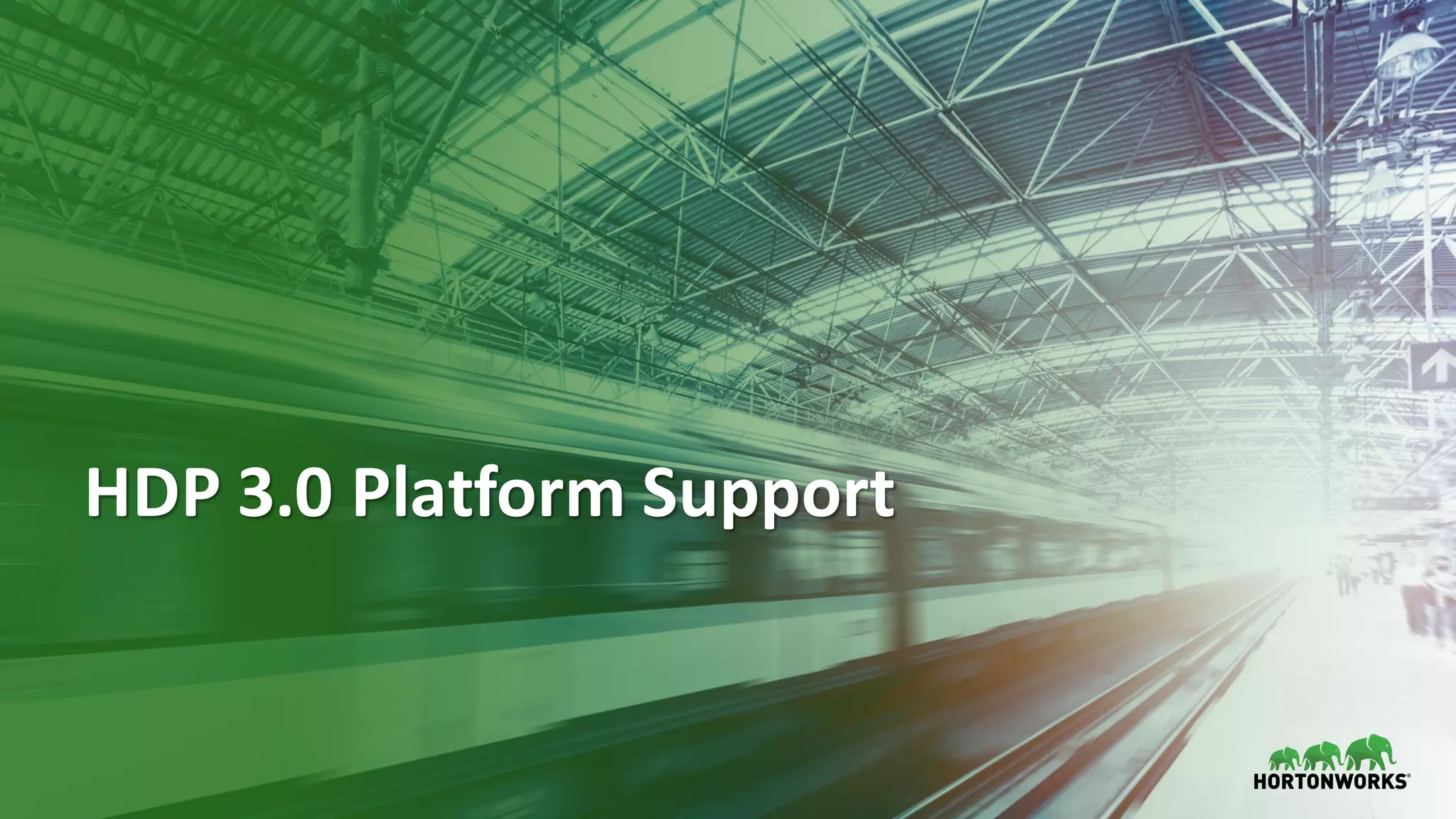 11 ©	Hortonworks	Inc.	2011–2018.	All	rights	reserved
HDP	3.0	Platform	Support
 