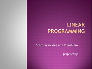 Steps in solving an LP Problem
graphically
 