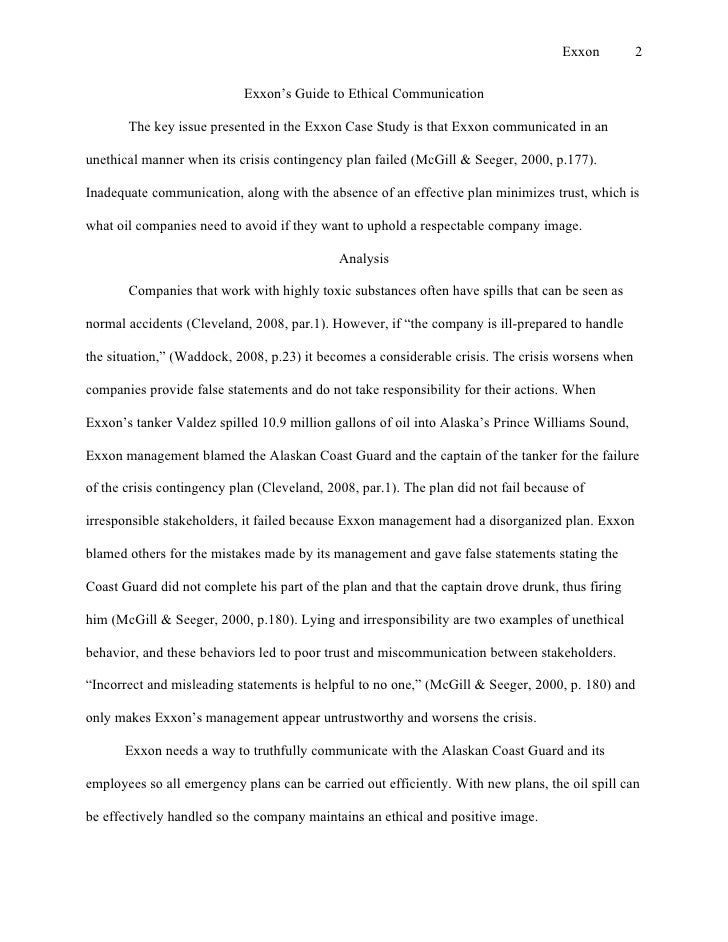 Exxon valdez disaster reaction paper