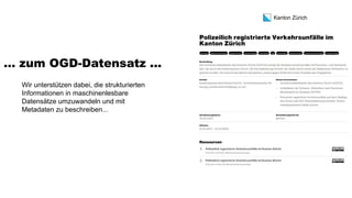Kanton Zürich
… zum OGD-Datensatz ...
Wir unterstützen dabei, die strukturierten
Informationen in maschinenlesbare
Datensä...