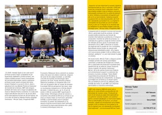 Cartea Antreprenorilor 2014 România | 167Cartea Antreprenorilor 2014 România | 166
„În 2009, imediat după ce am cules laurii
primului proiect major şi bazându-ne pe
experiența căpătată cu primul proiect, am
iniţiat al doilea proiect cumva revoluționar
de cercetare-dezvoltare, pentru realizarea
primului scaner pentru avioane din lume,
proiect finalizat cu succes în 2013, când a
adjudecat din nou Marele Premiu al Salonului
de Invenţii de la Geneva. MBT este singura
entitate din lume care a reuşit să adjudece de
două ori Marele Premiu la Geneva, în ciuda unei
reguli neîncălcate timp de 41 de ani de către
juriul internaţional format din 85 de experţi, de
a nu oferi de două ori Marele Premiu aceluiaşi
inventator.” Mircea Tudor, Preşedinte MBT
Mircea Tudor
Preşedinte
Numele companiei
Fondată
Industrie
Număr angajați (2013)
Venituri (2013)
MB Telecom
1994
Securitate
124
18.700.875 lei
În prezent, Roboscan Aeria a devenit un produs
matur din punct de vedere comercial, singurul
de acest fel din piaţa mondială, cu solicitări
concrete de transfer de tehnologie către
parteneri din SUA, Franţa, Brazilia şi Maroc.
Obiectivul strategic al companiei este ca în
cinci ani să plaseze câte un scaner de avioane
în primele 500 de aeroporturi din lume, ceea
ce va propulsa compania la o cifră de afaceri
de peste 1 miliard de euro, iar în 10 ani să
existe 2.000 de scanere MBT repartizate în
toata lumea. Tehnologia unicat de scanare a
avioanelor dezvoltată de Mircea şi echipa lui va
avea un impact major la nivel local, generând
entităţi cu performanţe unice în peisajul
economic al zonelor de implantare şi va
absorbi forţă de muncă foarte înalt calificată,
contribuind la supra-specializarea unor cadre
în domenii tehnologice total noi.
„Impactul cel mai important al acestei iniţiative
antreprenoriale pe care o controlez 100% este
acela de a propune lumii o abordare nouă în
securitatea aviaţiei civile şi militare, precum şi
tehnologiile necesare într-un astfel de demers,
a căror utilitate şi necesitate stringentă sunt
din ce în ce mai evidente. Iniţiativa noastră
va genera într-un interval previzibil, de 5-10
ani, standarde şi proceduri noi, cu origine în
conceptele de securitate pe care le lansăm
acum şi care vor fi impuse la un moment dat
ca obligatorii în securitatea aviaţiei civile din
întreaga lume.” Mircea Tudor, Preşedinte MBT
Compania este în prezent în proces de tranziţie
către o generaţie nouă de produse, de data
aceasta având protecția unui brevet de
invenție internațional şi poziția de a fi singurul
producător mondial de astfel de produse, cu
potenţial de a genera o piaţă de ordinul zecilor
de milioane de Euro anual. În perioada mai –
decembrie 2013, MBT a efectuat un studiu
de piaţă derulat în paralel pe cinci continente.
Rezultatele acestui studiu au relevat atât
dimensiunea potenţială a pieţii, cât şi faptul
că în securizarea aviaţiei civile şi militare este
esenţial „pedigriul” cu care este lansat în piaţă
un produs.
Din acest motiv, Mircea Tudor a răspuns pozitiv
invitaţiei primite din partea autorităţilor
cantonale şi federale ale Elveţiei de a investi
într-o capacitate de producţie în aceasta ţară,
beneficiind de un puternic suport financiar,
fiscal şi logistic din partea Cantonului
Berna, cât şi din partea Guvernului Federal,
prin promovarea la export a scanerelor de
avioane ca produs strategic “Swiss Made”.
Capacitatea de producţie din România va
continua producţia de componente, va asigura
activităţile de cercetare şi va deveni parte
într-un holding la care se vor adăuga și alte
entităţi din lume, în care MBT va fi acţionar,
participând cu transferul tehnologic.
„MBT este singurul IMM din lume care a
pătruns în zona elitistă a producătorilor de
tehnologii de scanare cargo. Produsele pe
care le-am lansat pe piaţa internaţională au
un puternic caracter inovativ, iar scanerul
pentru avioane depăşeşte cu mult acest statut,
fiind un deschizător de drumuri, un unicat
mondial, capabil să revoluţioneze securitatea
aviaţiei civile şi militare la nivel global şi să
fie la originea unor noi standarde şi proceduri
internaţionale”, concluzionează Mircea Tudor.
 