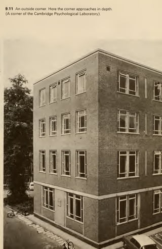 9.11 An outside corner. Here the corner approaches in depth.
(A corner of the Cambridge Psychological Laboratory).
..•^.•^.
 