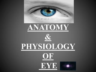 ANATOMY
&
PHYSIOLOGY
OF
EYE
 