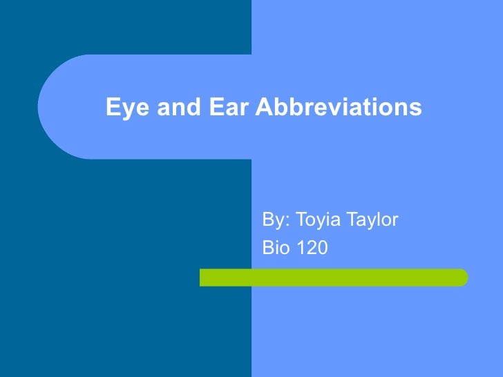 Eye and ear abbreviations