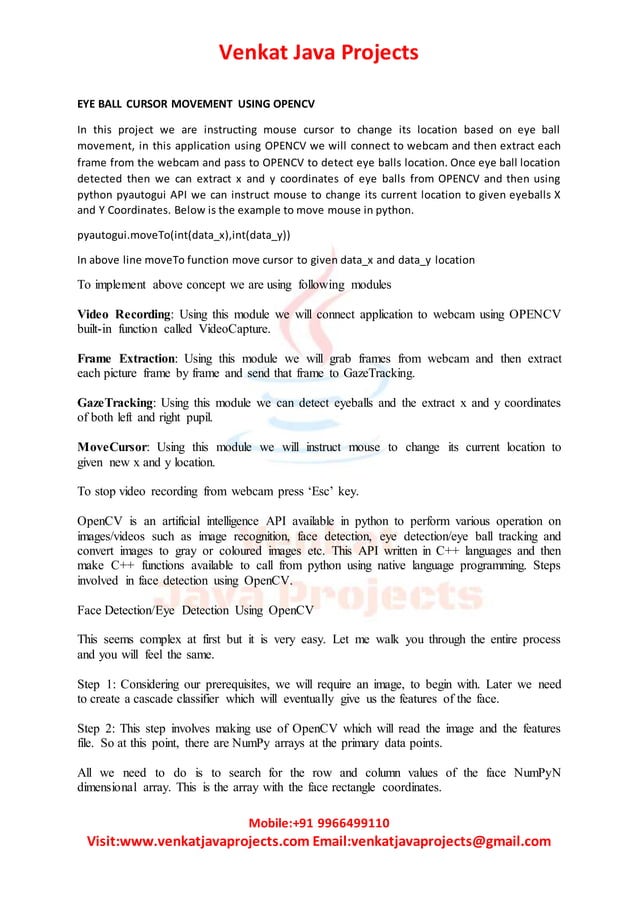Eye ball cursor movement using opencv pdf