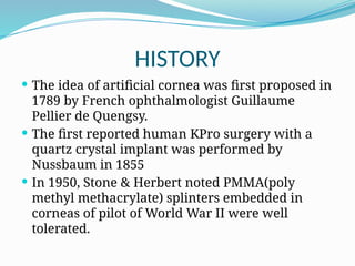 French Splinter EYE BANKING AND KERATOPROSTHESIS. For eduactiks. | PPTX