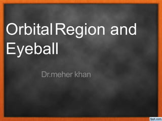 OrbitalRegion and
Eyeball
Dr.meher khan
 