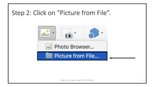 Step 2: Click on “Picture from File”.
Meghan Kneringer, PowerPoint 2016 (Mac) 4
 