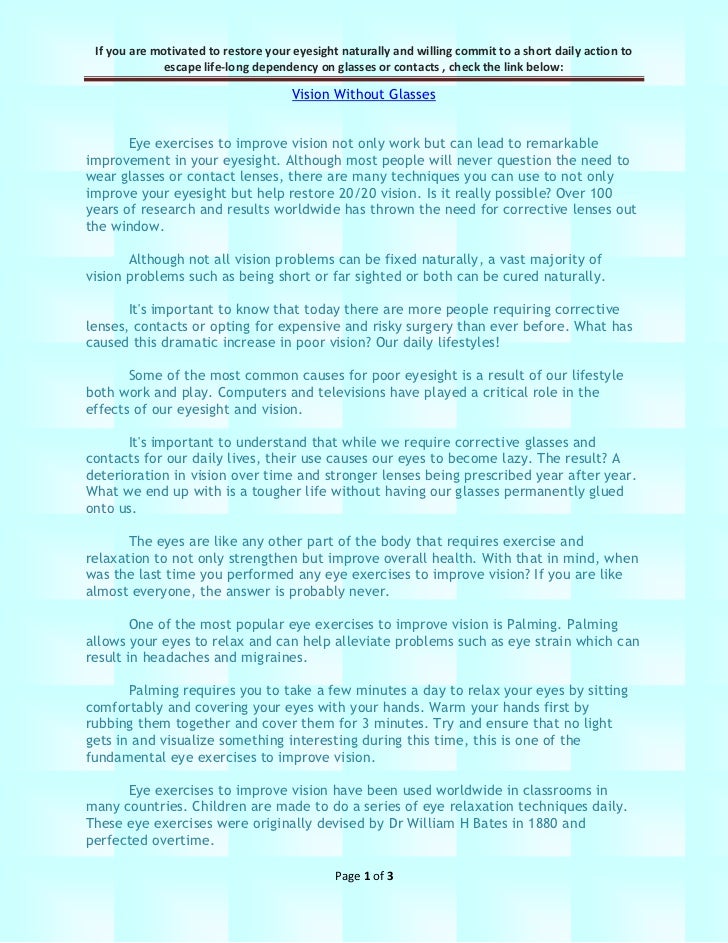 Eye Exercises: Natural Method to Restore 20-20 Vision Eye Exercises: Natural Method to Restore 20-20 Vision