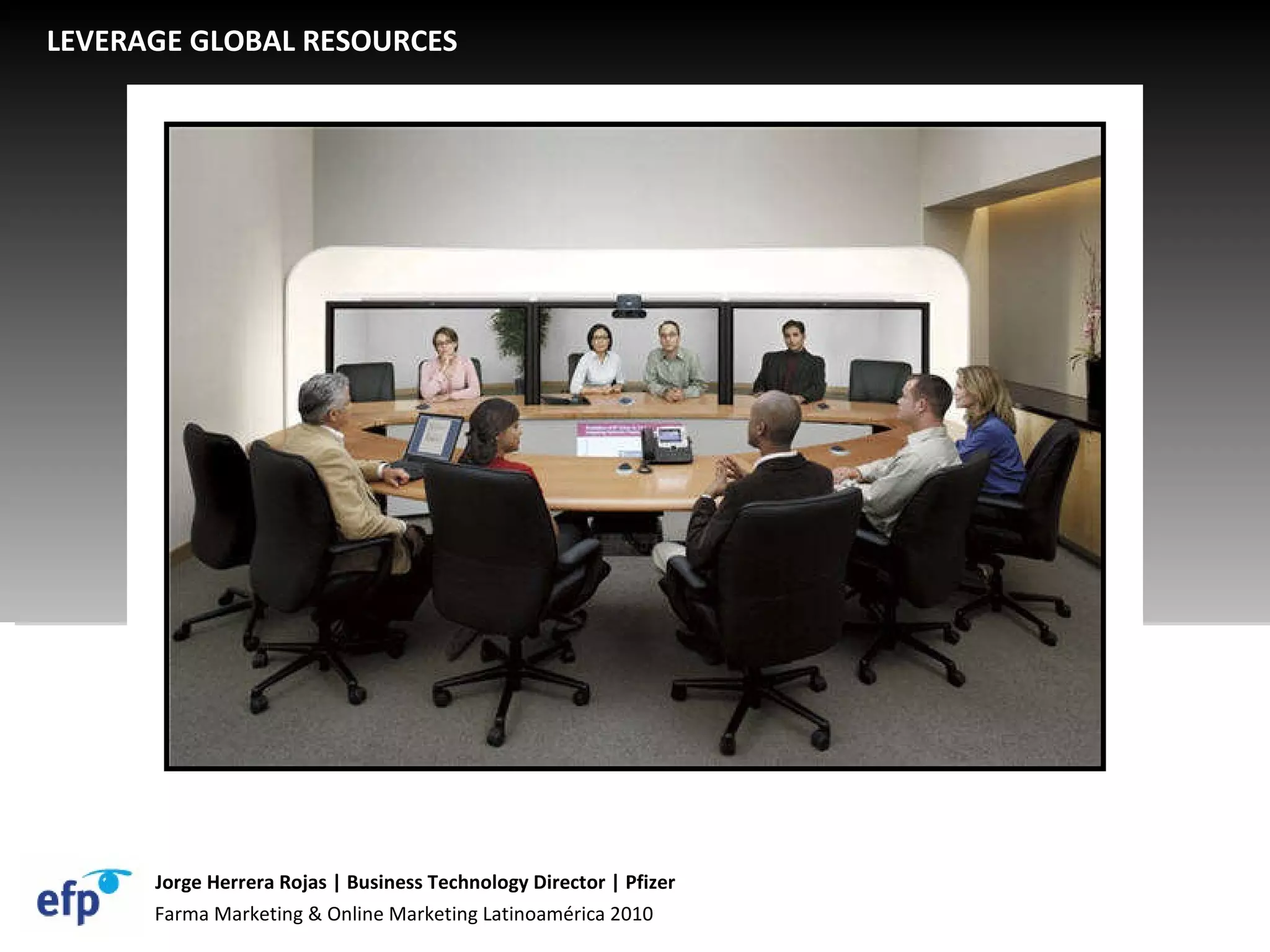 Farma Marketing & Online Marketing Latinoamérica 2010 Jorge Herrera Rojas | Business Technology Director | Pfizer LEVERAGE GLOBAL RESOURCES 