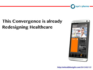 David Doherty
This Convergence is already
Redesigning Healthcare
http://mHealthInsight.com/2013/02/12/
 