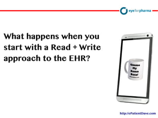 David Doherty
What happens when you
start with a Read + Write
approach to the EHR?
http://ePatientDave.com
 