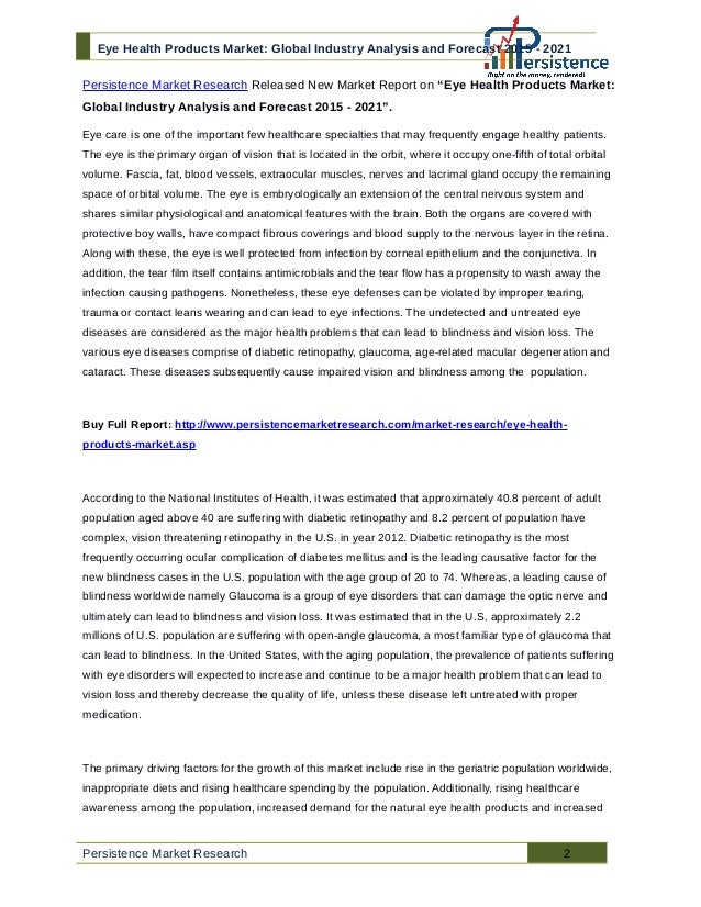 Eye Health Products Market Global Industry Analysis and Forecast 2015