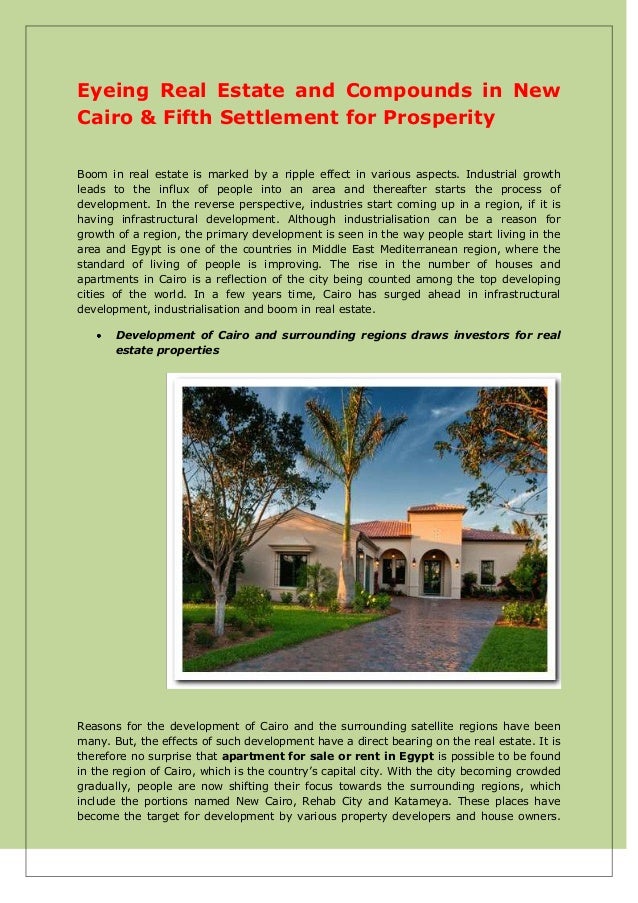 Eyeing real estate and compounds in new cairo & fifth settlement for