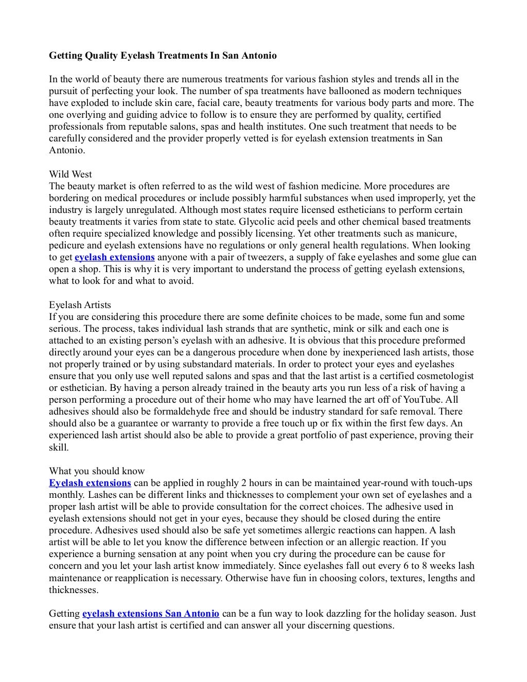 Eyelash Extensions San Antonio