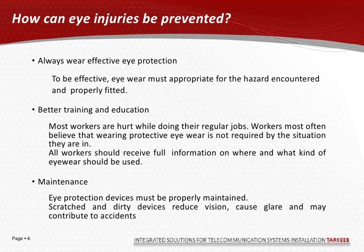 Eye protection safety training