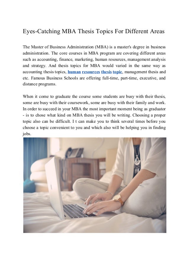 Eyes Catching Mba Thesis Topics For Different Areas