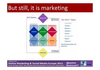 But still, it is marketing




                         @joantxo
                         #smtravel11
 