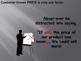 Customer knows PRICE is only one factor
 