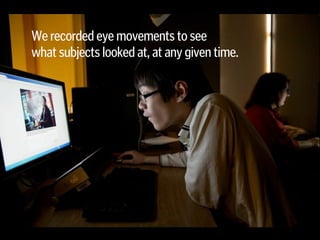 We recorded eye movements to see 
what subjects looked at, at any given time.
 