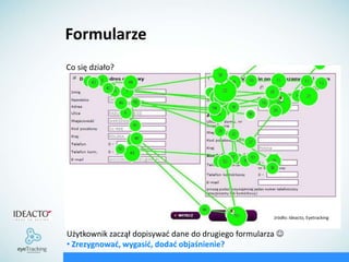  Wpływ na wypełnianie formularza podczas procesu zakupowegoProdukty polecane, rekomendowaneElementy zbędne i nieprzydatneźródło: Ideacto, Eyetracking„Top 10” przy procesie zakupowym (Na szczęście?) nie odwraca uwagi
