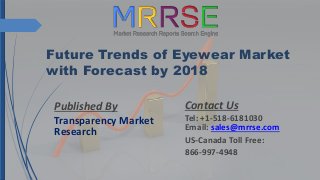 Future Trends of Eyewear Market
with Forecast by 2018
Published By
Transparency Market
Research
Contact Us
Tel: +1-518-6181030
Email: sales@mrrse.com
US-Canada Toll Free:
866-997-4948
 
