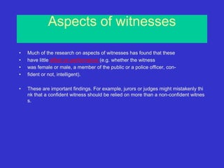 Witness Features EYEWITNESS TESTIMONY.ppt criminal psychol | PPT