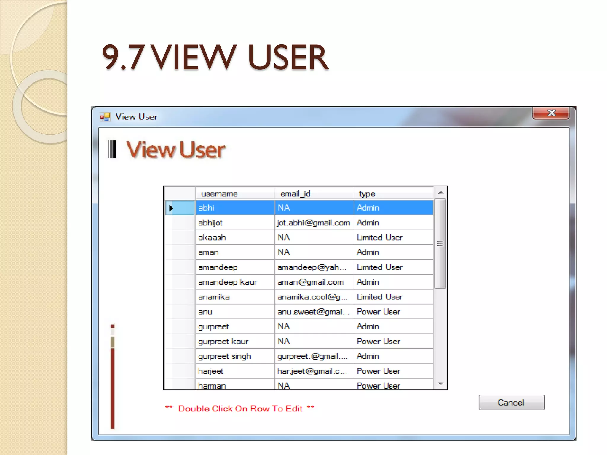 9.7VIEW USER
 