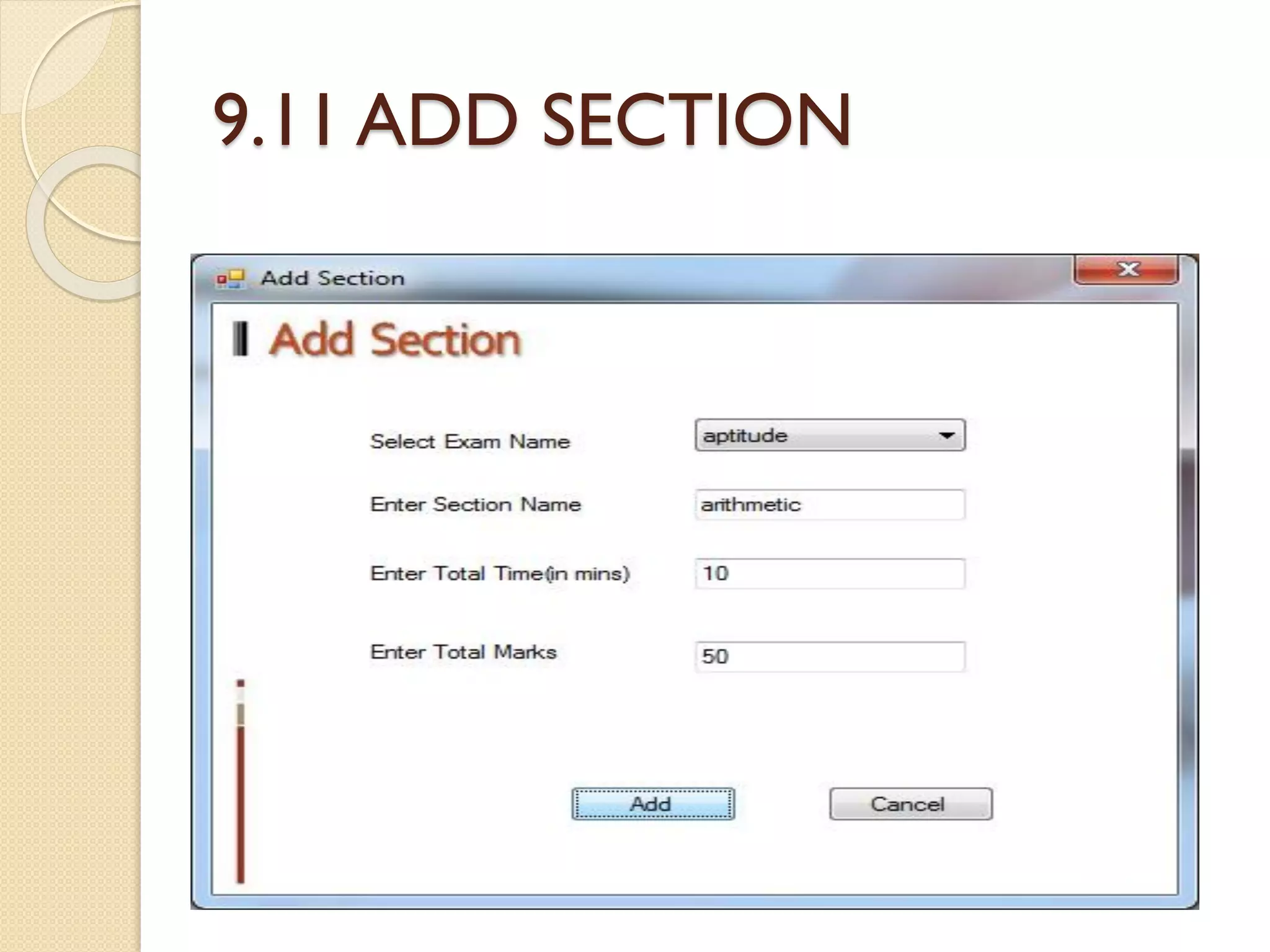 9.11 ADD SECTION
 