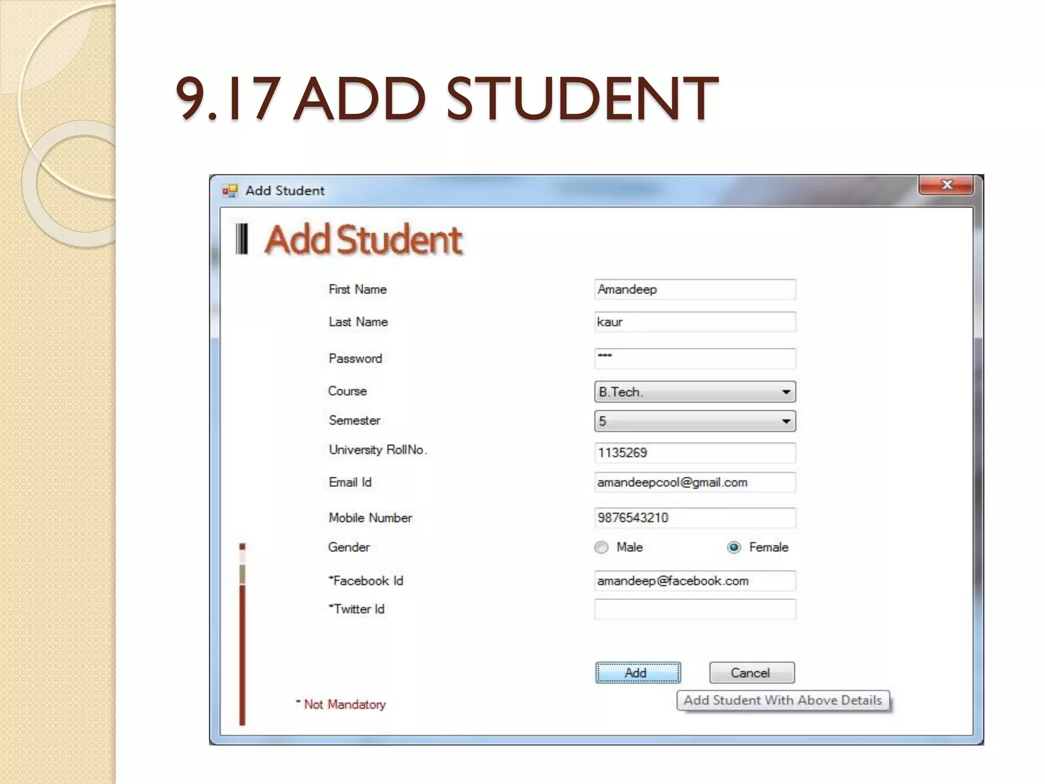9.17 ADD STUDENT
 